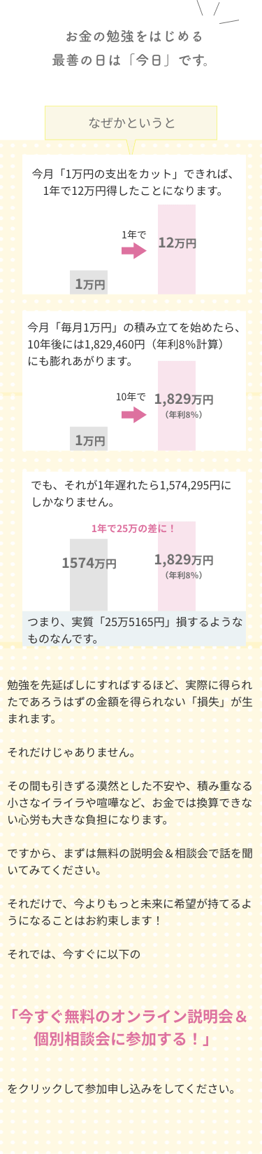 お金の勉強を始める最善の日は今日です！